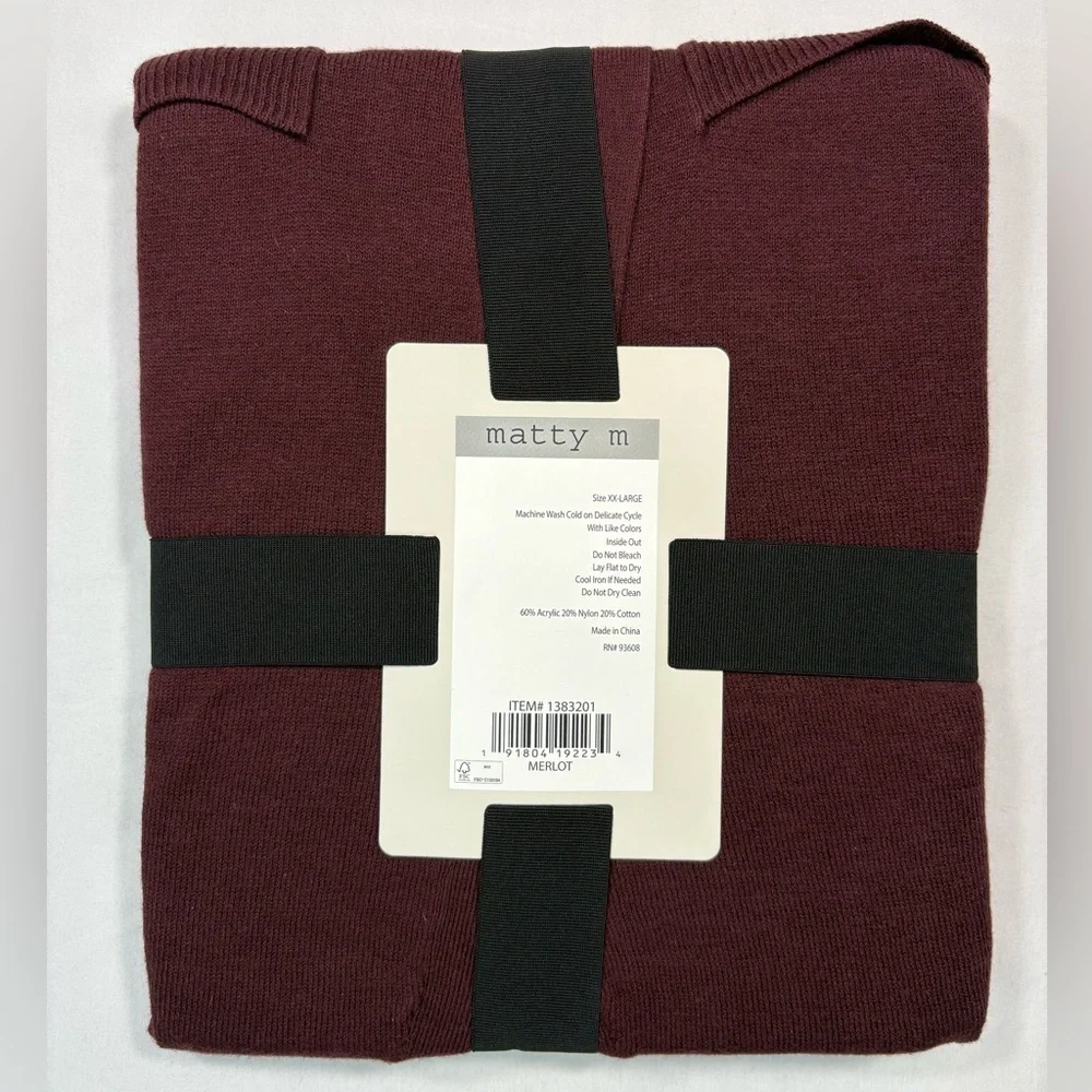 NWT Marty M Women’s Merlot Boyfriend Cardigan | Size XXL